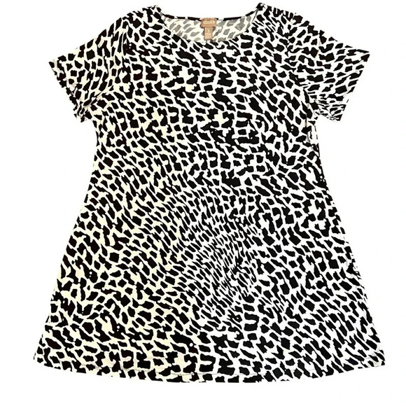Chicos Animal Rain Knee-Length Shift Dress Size L/XL Stretch Oversized Flowy - Picture 6 of 11